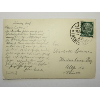 Postal con vistas a Leipzig enviado desde la exposición de Leipzig en 1936. Espenlaub militaria